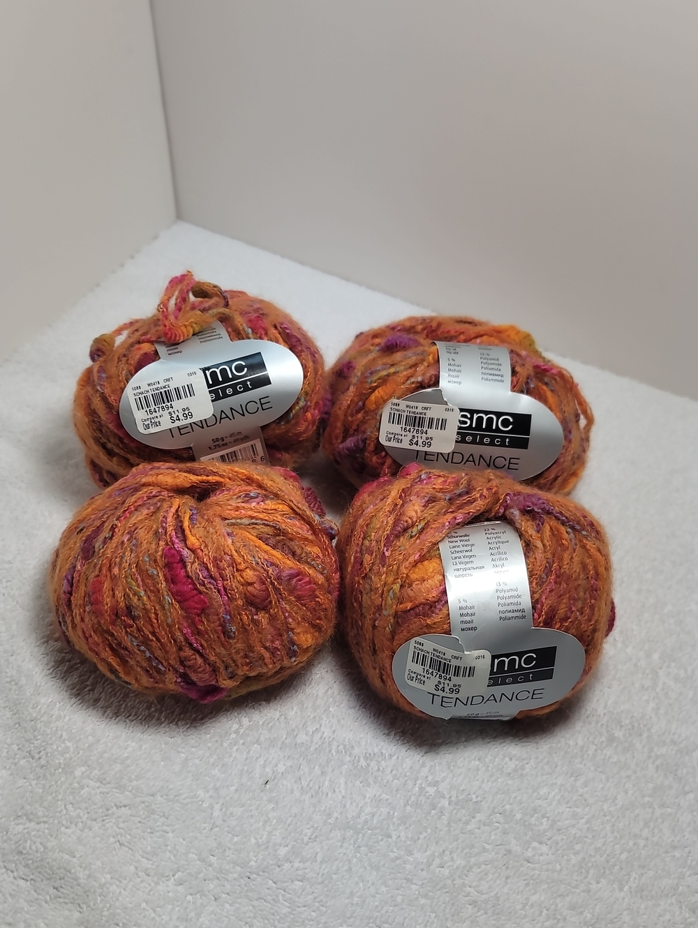 Tendance Orange Multi-Color Decorative Yarn 4 Balls -NWT